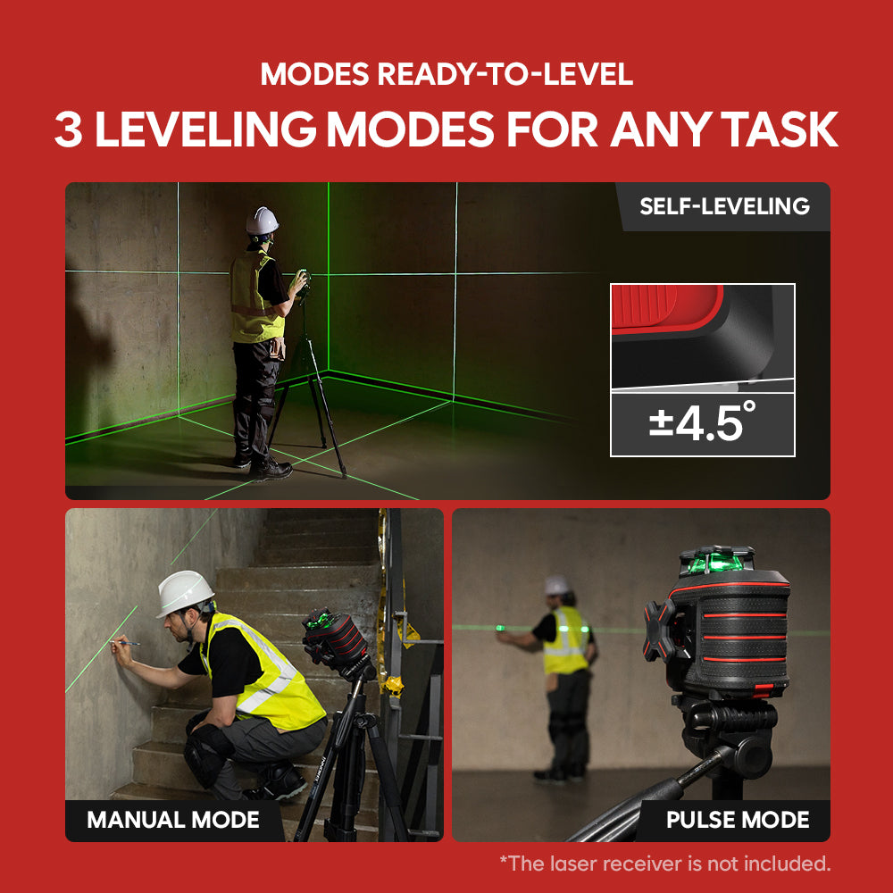 MAGPIE VADER 3D: 3x360° Laser, 12 Green Lasers with Self-leveling, 3D Vertical & Horizontal Line, 2600mAh Battery (Carrying Bag Included)