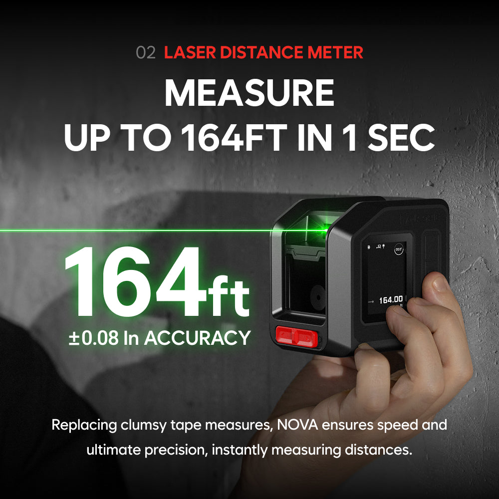 MAGPIE NOVA: 4-in-1 Green Cross Line Laser Level, Laser Distance Meter, Angle & Level Finder