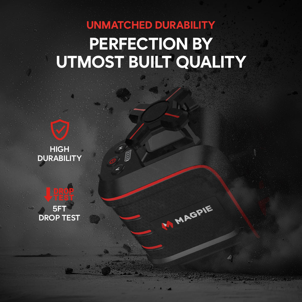 MAGPIE VADER 3D: 3x360° Laser, 12 Green Lasers with Self-leveling, 3D Vertical & Horizontal Line, 2600mAh Battery (Carrying Bag Included)