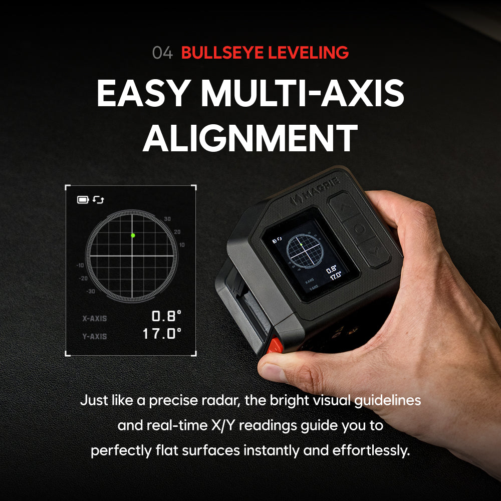 MAGPIE NOVA: 4-in-1 Green Cross Line Laser Level, Laser Distance Meter, Angle & Level Finder