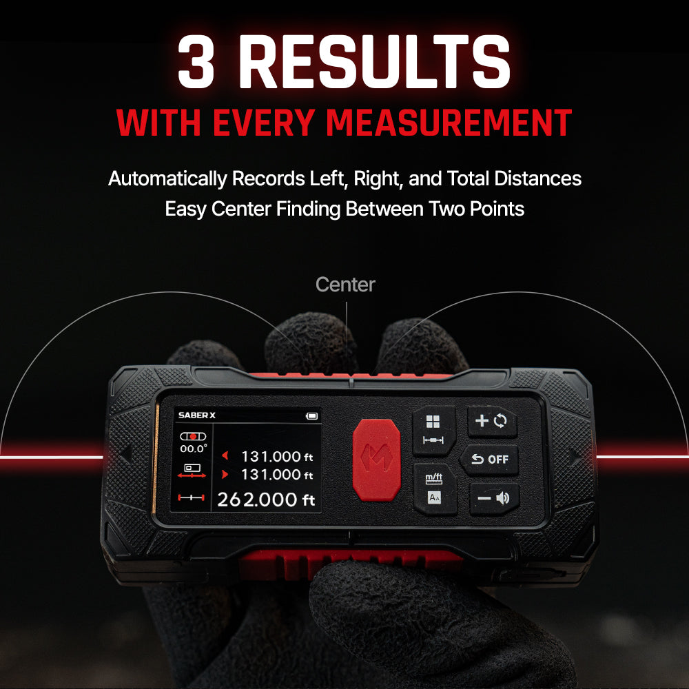 NEW! Saber X: 262ft (80m) The 2.5X Brighter Bilateral Laser Measuring Tool with Angle Sensor