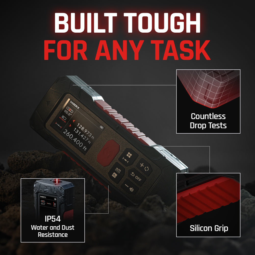 NEW! Saber X: 262ft (80m) The 2.5X Brighter Bilateral Laser Measuring Tool with Angle Sensor