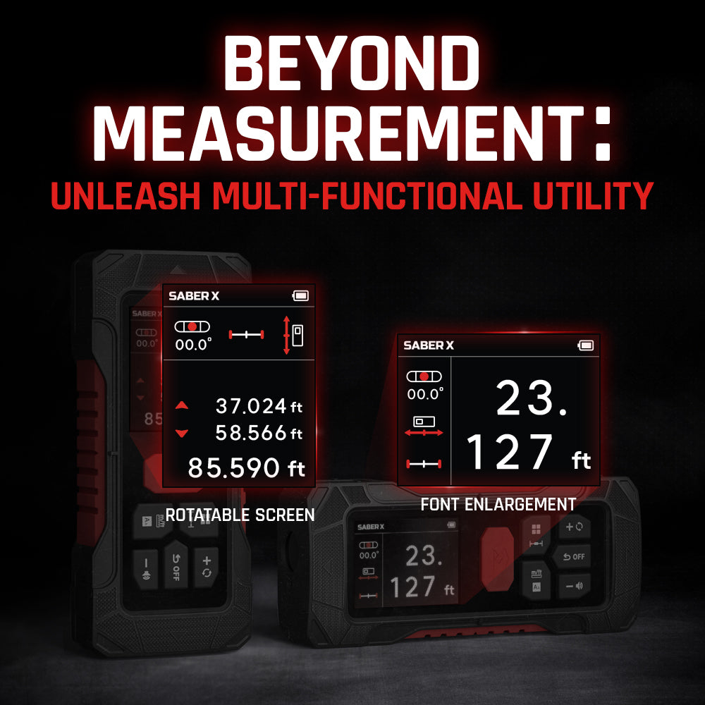 NEW! Saber X: 262ft (80m) The 2.5X Brighter Bilateral Laser Measuring Tool with Angle Sensor