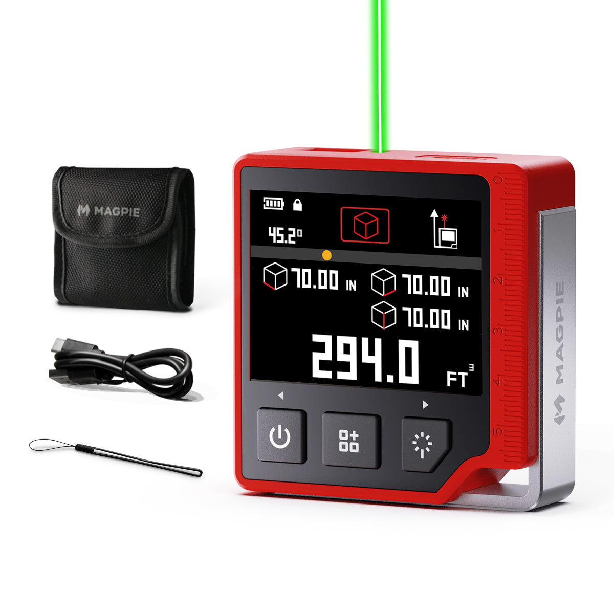 QUBE: 3-in-1 Digital Laser Distance Meter, Angle Finder, Level Finder / Complete Multi-Measurer for DIY, Woodworking and Constructions