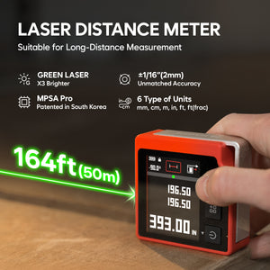 QUBE: 3-in-1 Digital Laser Distance Meter, Angle Finder, Level Finder / Complete Multi-Measurer for DIY, Woodworking and Constructions