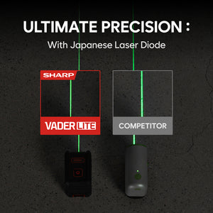 MAGPIE VADER Lite: Self-Leveling Green Cross Line Laser Level, 100 ft (30 m), AA Battery
