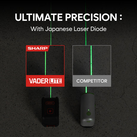 MAGPIE VADER Lite: Self-Leveling Green Cross Line Laser Level, 100 ft (30 m), AA Battery