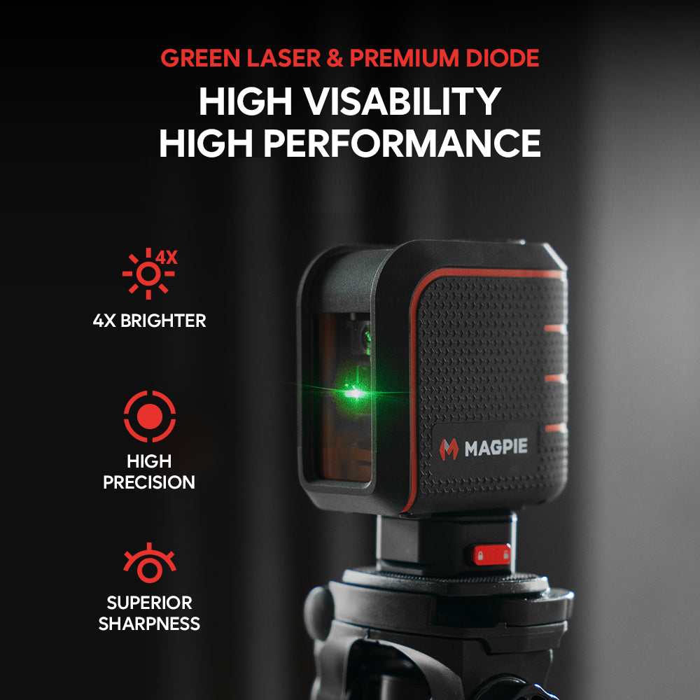 MAGPIE Vader: 100フィート自動整準グリーンレーザーレベル、IP54防水