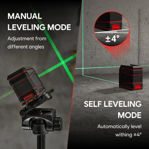 MAGPIE VADER Lite: Self-Leveling Green Cross Line Laser Level, 100 ft (30 m), AA Battery