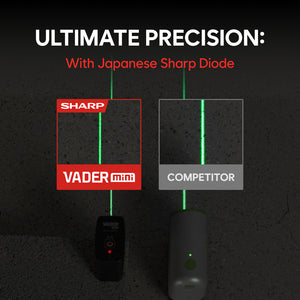 MAGPIE VADER Mini: Ultra-Compact Rechargeable Green Cross Line Laser Level, 100 ft (30 m)