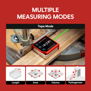 QUBE: 3-in-1 Digital Laser Distance Meter, Angle Finder, Level Finder / Complete Multi-Measurer for DIY, Woodworking and Constructions