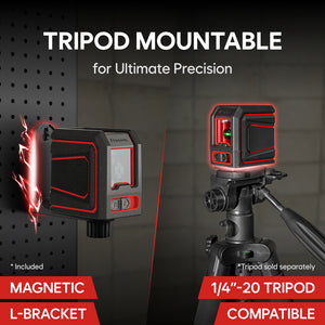 MAGPIE VADER Lite: Self-Leveling Green Cross Line Laser Level, 100 ft (30 m), AA Battery