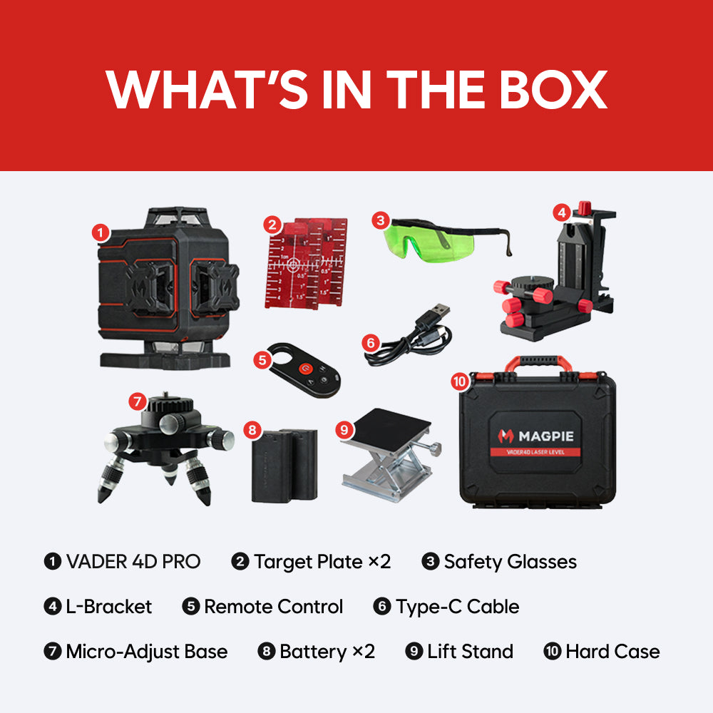 MAGPIE VADER 4D: 16-Line 4 × 360° Self-Leveling Green Laser Level