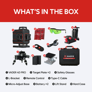 MAGPIE VADER 4D: 16-Line 4 × 360° Self-Leveling Green Laser Level