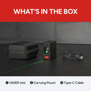 MAGPIE VADER Mini: Ultra-Compact Rechargeable Green Cross Line Laser Level, 100 ft (30 m)