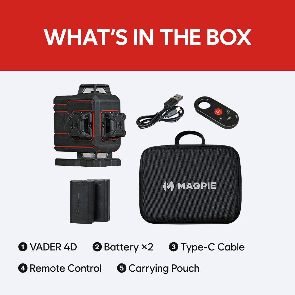 MAGPIE VADER 4D: 16-Line 4 × 360° Self-Leveling Green Laser Level