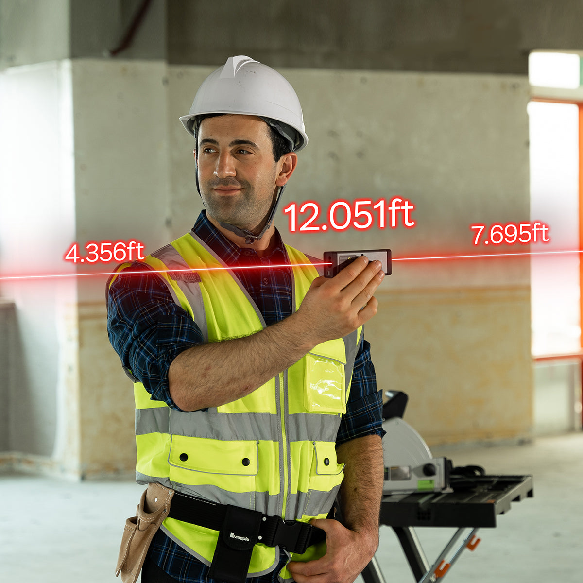 Construction laser store measuring device