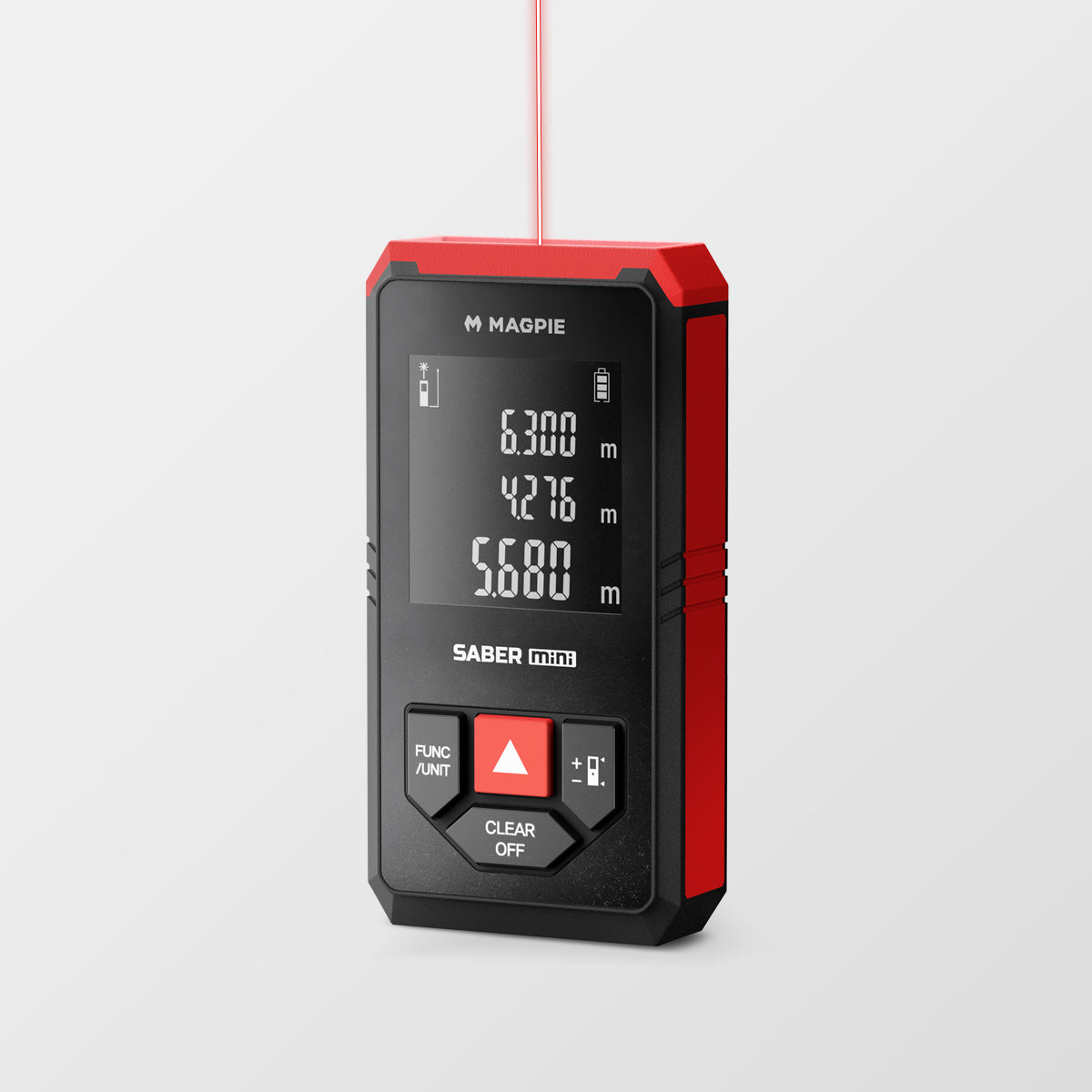 MAGPIE SABER Mini: Pocket-Sized Laser Distance Meter, 131 ft (40 m), ±1/16 in